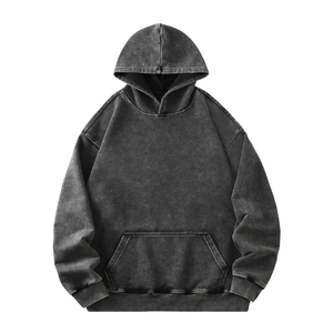 Sudadera con capucha unisex personalizada vintage lavado ácido 80% Algodón 20% poliéster serigrafiado hombros caídos bordados - Product Image 1