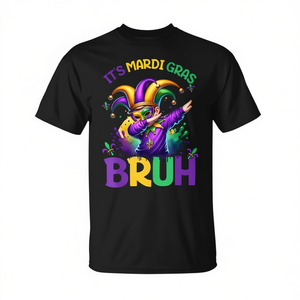 T-shirt graphique Masque de bouffon de carnaval pour adultes, unisexe, manches courtes, col rond, en coton, haut de fête, imprimé numérique - Product Image 2