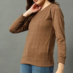 Logo sweat coton polaire femmes pull à col rond pull surdimensionné impressions personnalisées sweat broderie personnalisée vêtements - Product Image 6
