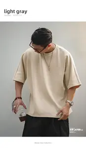 Wholesale Loose Fit <b>Men's</b> Solid Casual Knitted 100% Cotton Printed Custom Logo Blank Heavy Short Sleeve Oversized <b>T</b>-<b>Shirts</b> - Product Image 3