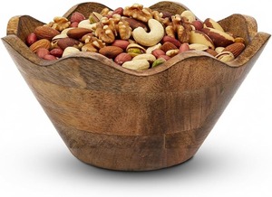 Modern Mango Wood Fruit & Serving Bowl Natural <b>Grain</b> Finish Perfect for <b>Snacks</b> Desserts Bread Kitchen Counter Handcrafted Decor - Product Image 2