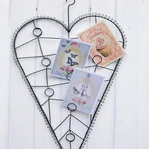 Porte-cartes vintage en fil de fer en forme de cœur, finition noire, écologique, parfait pour Noël, la maison, les fêtes, la décoration de table - Product Image 1