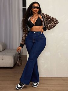 Jeans da <span class=keywords><strong>Donna</strong></span> <span class=keywords><strong>Taglie</strong></span> Forti Casual di Alta Qualità Lavati a Vita Alta Svasati in Tessuto Morbido Elasticizzato - Product Image 6