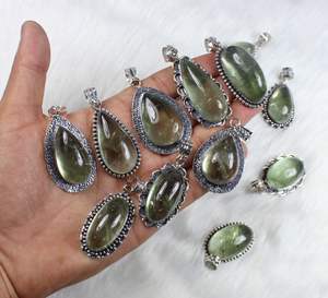 Pendentif en pierre précieuse améthyste verte naturelle Collier pendentif de créateur de bijoux Collier pendentif Collet en vrac - Product Image 4