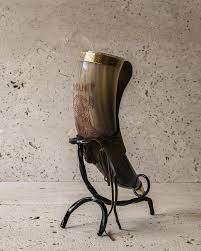 Top Selling2024 Viking Drinking Horn Durable Leather Metal <b>Holder</b> Viking Drinking Horn with Polished Viking Drinking Horn Logo - Product Image 3