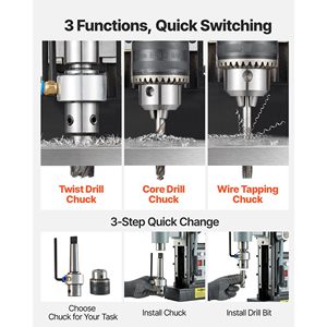 Perceuse magnétique 1550W avec diamètre de perçage de 2,4 pouces, puissance de 2922 Lbf, vitesse réglable de 0 à 600 tr/min, cône Morse - Product Image 5