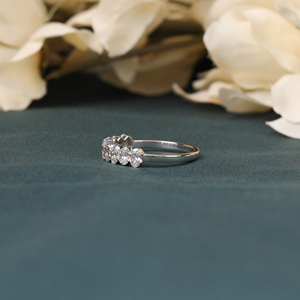 Banda DE BODA Unisex de oro de Plata de Ley 925, banda de diamantes nupciales sin conflictos, banda cultivada de laboratorio de corte ovalado de media eternidad - Product Image 2