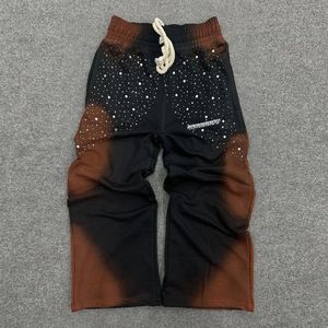 Pantalones de chándal rectos holgados con estampado de seda lavada desteñida al sol de alta calidad y alta calidad para hombre - Product Image 4