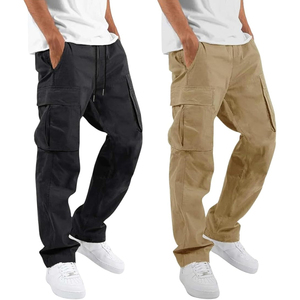 Venta al por mayor de moda con pantalones Cargo laterales de alta calidad Tether elástico pila de algodón personalizado pantalones Cargo holgados para los hombres - Product Image 2