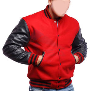 เสื้อแจ็คเก็ตวาร์ซิตี้สำหรับผู้ชาย ขายส่ง เสื้อแจ็คเก็ตวาร์ซิตี้เปล่า รับสกรีนโลโก้ เสื้อแจ็คเก็ตเลตเตอร์แมนกันลม เสื้อแจ็คเก็ตเบสบอล ไซส์ใหญ่ - Product Image 2