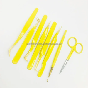 Pince à épiler en acier inoxydable avec pointe argentée recouverte de poudre orange, étiquette personnalisée, ciseaux pour extensions de cils, précision, antistatique, premium - Product Image 6