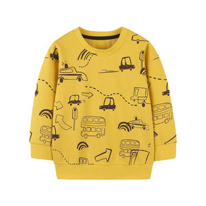 Sweatshirts à col rond en coton de couleur unie personnalisés pour enfants bébés garçons vierge style décontracté printemps automne - Product Image 1