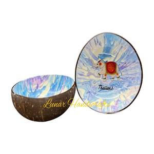 Cuencos de cáscara de coco hechos a mano ecológicos de alta calidad estilo de diseño moderno con cuchara fuente de luz Vietnam al por mayor para fiestas - Product Image 4