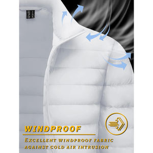 Chaqueta Acolchada Ligera para Hombre, Cuello Alto, Resistente al Agua, Cortavientos, Cierre Completo, Abrigo Cálido para Trabajo al Aire Libre, Informal, de Invierno - Product Image 5