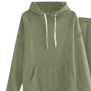 Olive <b>Green</b> Pullover Hoodie Tracksuit With Jogger Pants For Women Casual Winter Lounge Wear Sports <b>Suit</b> Wholesale OEM Supplier - Product Image 4