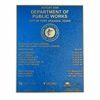 Plaque Murale Métallique Personnalisée pour Institutions, en Aluminium Massif, Finition Texture Cuir Bleu, Lettrage Doré en Relief