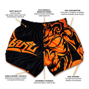 Pantalones cortos de Muay Thai de Kick Boxing personalizados OEM para hombres, diseño de sublimación con características de desgaste de artes marciales - Product Image 2