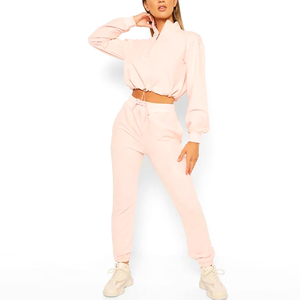 Chándal OEM para mujer, conjunto de dos piezas con Sudadera corta y corredores, envío rápido, proveedor mayorista - Product Image 5