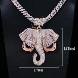 สร้อยคอจี้รูปช้างชุบทองหรูหราทำมือสไตล์ฮิปฮอปโซ่เพชรแร็ปเปอร์สำหรับผู้ชาย - Product Image 2