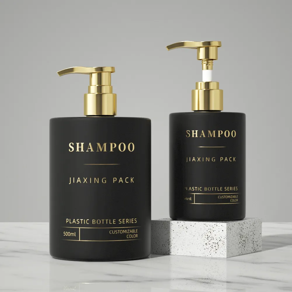 Flacone per pompa per lozione in oro satinato nero opaco di lusso personalizzato flacone per shampoo da 250ml 500ml per imballaggio per il lavaggio del corpo