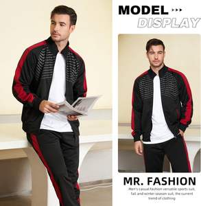 Vestes respirantes à fermeture éclair pour hommes, ensembles de 2 pièces, sweats à capuche, survêtements, sweat-shirt et pantalon de survêtement d'hiver de grande taille - Product Image 2