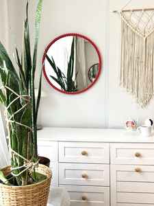 Espejo de pared rojo con Cuentas grandes, espejo de pared de salón bohemio, regalos de inauguración de la casa, regalo del Día de la madre, espejo de guardería, - Product Image 5