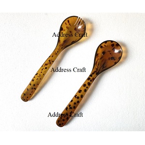 Unique Vintage Tortoise <b>Colour</b> Swirl Resin Salad Server Customized Food Grade Dinnerware for Table Decor Kitchenware Salad Tool - Product Image 4
