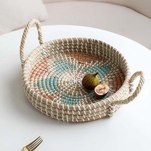 Plateau d'épices de légumes de fruits secs tissés à la main plateaux de décoration de cuisine de bureau en jonc de mer fabriqués au Vietnam - Product Image 4