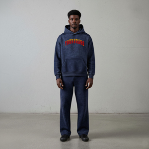 Survêtement unisexe personnalisé OEM pour l'hiver, style streetwear, délavé à l'acide, grandes tailles, écologique, avec logo brodé et imprimé, 100% coton - Product Image 1