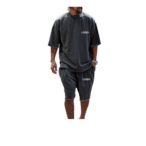 Vente chaude deux pièces Gym entraînement T-shirts et shorts ensemble pour hommes vêtements d'été confortables fabriqué en usine style grande taille à vendre - Product Image 5