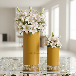 Jarrones de Mesa Cilíndricos de Metal Hechos a Mano de Primera Calidad, Diseño Contemporáneo, Logotipo Personalizado para Bodas, Decoración Navideña - Product Image 4