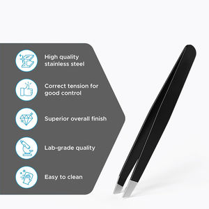 Pince à épiler en acier inoxydable recouverte de couleur noire, pointe inclinée, 4 pouces, pour enlever les poils du front, pince à épiler pour la beauté - Product Image 5