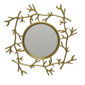 Espejo colgante moderno montado en la pared Golden Royal Touch para uso decorativo para sala de estar, entrada, hogar, bodas, Metal, Pascua - Product Image 1