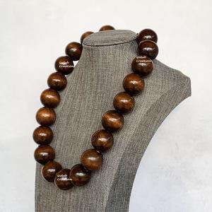 Bold Round Brown Wooden <b>Beaded</b> <b>Necklace</b> for Women <b>Chunky</b> Natural Wood Statement Jewelry for Boho, Tribal, and Ethnic Fashion - Product Image 2