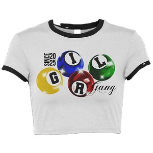 T-shirt court en coton premium 180 GSM pour femme, base blanche, impression graphique multicolore, logo personnalisé, coupe douce et respirante - Product Image 1