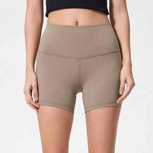 Pantalones cortos de yoga suaves de cintura alta con logotipo personalizado para niñas, mallas deportivas de gimnasio sin costuras con cintura ancha para entrenamiento sin peso - Product Image 2