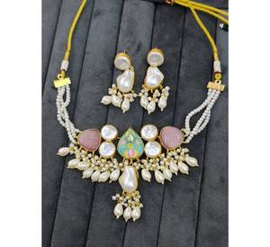 Conjunto de collar y pendientes multicolor de la mejor calidad, hermoso diseño vintage para compromiso de boda, ropa de moda - Product Image 1