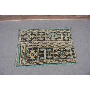 Alfombra de 1.6x2.2 pies, Alfombra Turca, Alfombra Vintage de Lana Azul Sólida - Product Image 4