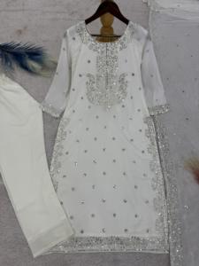 Traje Tradicional Étnico Indio de Diseñador Pakistaní, Salwar Kurta Dupatta Sharara Top Palazzo, Hecho de Poliéster - Product Image 5