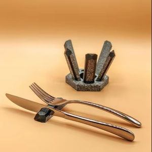 Porte-couteaux élégant en résine mate minimaliste moderne, porte-couteaux en métal élégant avec support pour couteau et fourchette pour table à manger haut de gamme - Product Image 1