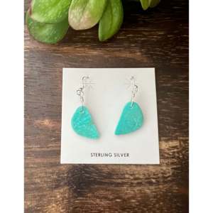 Navajo Handmade Kingman Turquoise <b>Sterling</b> <b>Silver</b> Slab <b>Dangle</b> Drop <b>Earrings</b> - Product Image 1