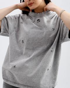 2025 camiseta de gran tamaño desgastada de lavado Vintage de alta calidad para Hombres Nuevo diseño 240gsm media manga en blanco Unisex lona al por mayor - Product Image 6