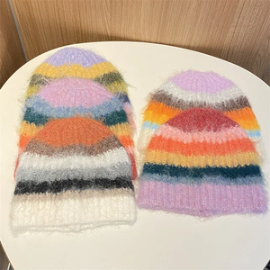 Gorro de mohair tejido de lana de invierno de fabricación paquistaní, gorro de mohair con logotipo bordado personalizado de alta calidad y etiqueta privada - Product Image 1