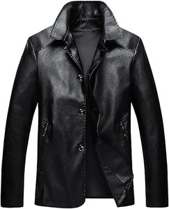Veste décontractée en cuir Pu à revers pour homme - Product Image 1