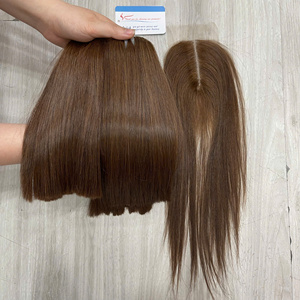 ผมมนุษย์ทอแบบผูกผมสีน้ำตาล SDD ช่อผมตรงแบบปิดผมชาวเวียดนาม - Product Image 2