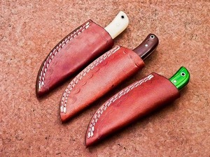 LOT OF 3 PCS HAND FORGED DAMASCUS SKINNER HUNTING <b>KNIVES</b>, W/SHEATH GIFT FOR FRIENDS. - Product Image 5