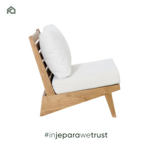 Canapé de jardin moderne à une place, en teck, pour intérieur/extérieur, avec coussin résistant à l'eau, pour hôtels et maisons - Product Image 4