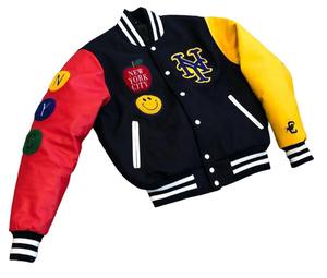 Veste universitaire pour hommes avec logo personnalisé Broderie en chenille lourde Baseball Letterman Manches en cuir boutonnées Saison hivernale - Product Image 5