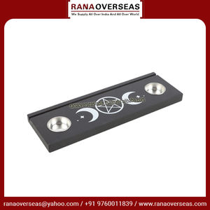 Portavelas de luz de té de madera personalizado al por mayor con logotipo de triple Luna y pentagrama para centros de mesa de boda - Product Image 2