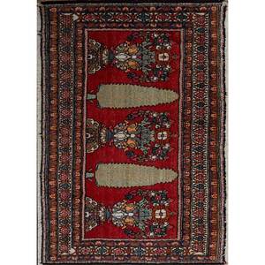 Tapis en laine noué à la main Kiaan, motif floral rouge et orange, grand rectangle, tapis de salon pour usage domestique, fait main Pae-4704 - Product Image 1